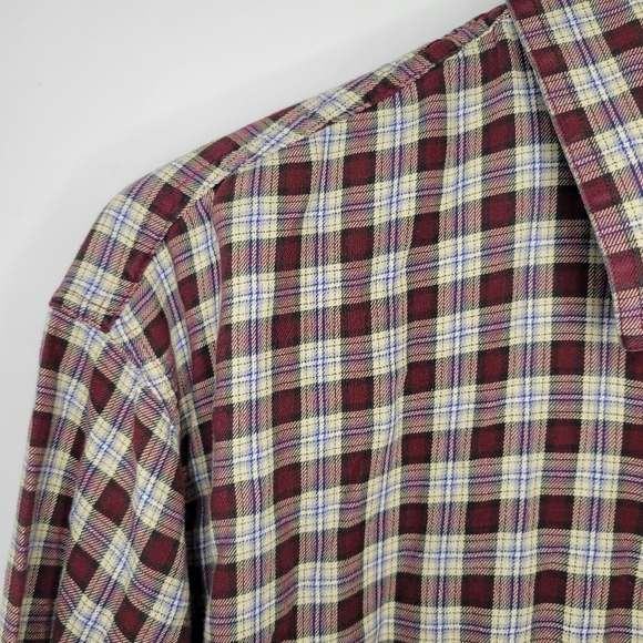 Oscar de la renta mens plaid long sleeve button front shirt - Picture 8 of 9
